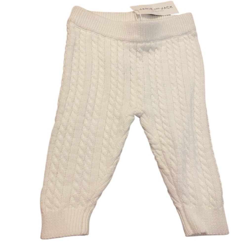 Janie & Jack Unisex Winter Cable Knit Sweater White Leggings New size 3-6 months